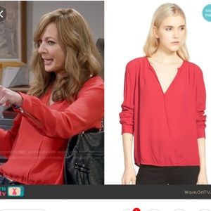 Trouve Surplice Zip Cuff Blouse